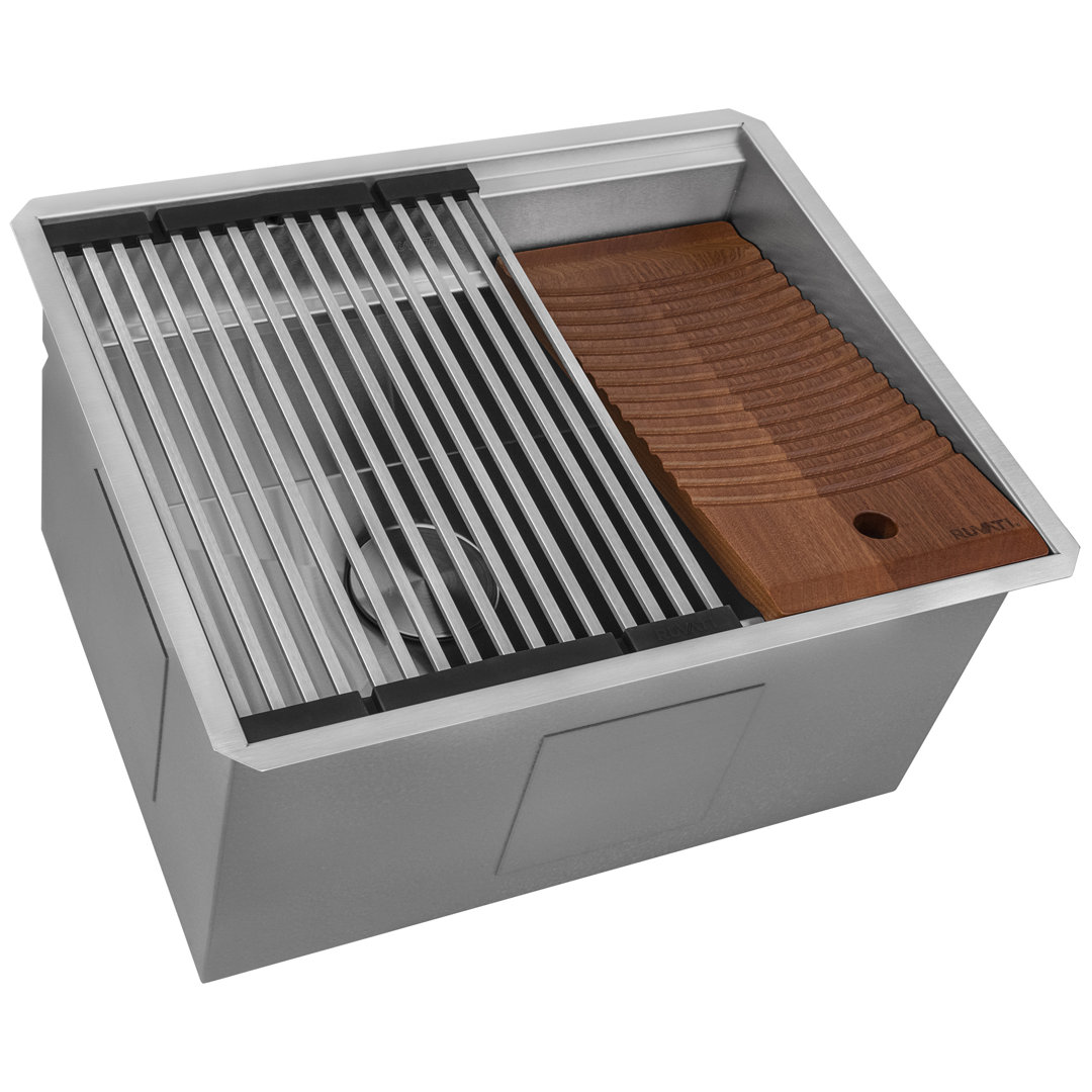 Ruvati 23 x 19 x 12 inch Deep Laundry Workstation Sink with Washboard Undermount Stainless Steel Ruvati