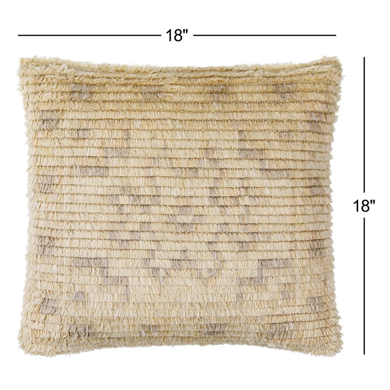 Rhydian Wool Blend Throw Pillow, 18" x 18", Down