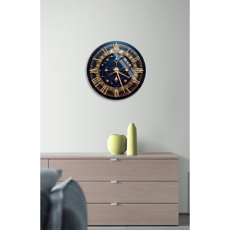 Horloge murale en verre trempé, Doré