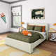 Solid Wood Upholstered Panel Bed with Rectangular Headboard
