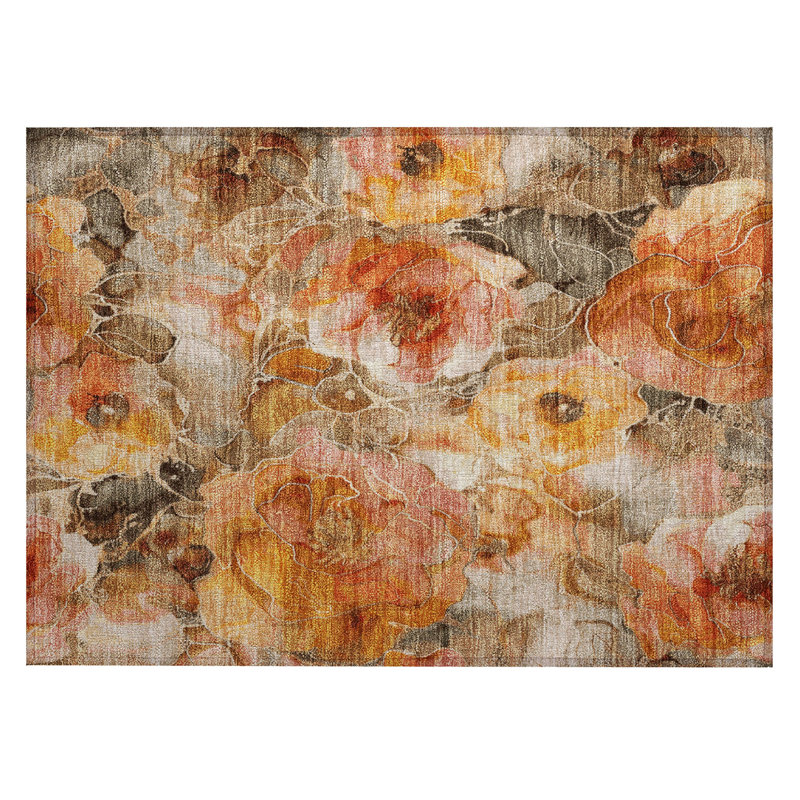 Machine Washable Indoor/Outdoor Xhevrie Orange Rug, Rectangle 1' 8" x 2' 6"