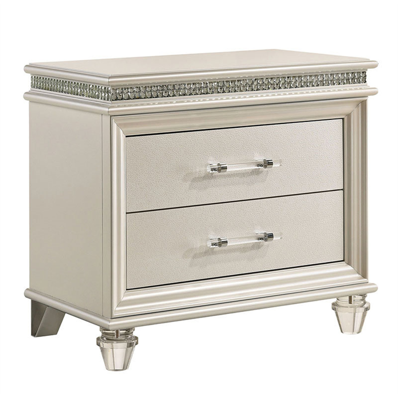 Table de chevet 2 tiroirs blanche Craine, Blanc antique
