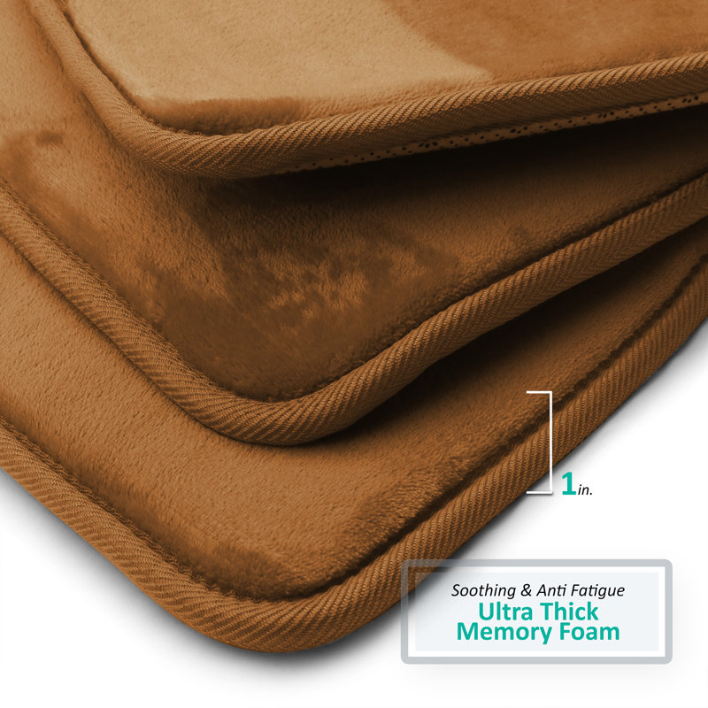 Ultra Soft and Absorbent Memory Foam Bath Rug Set with Non-Slip Backing, Large: 32" L x 20" W, Chocolate/Brown