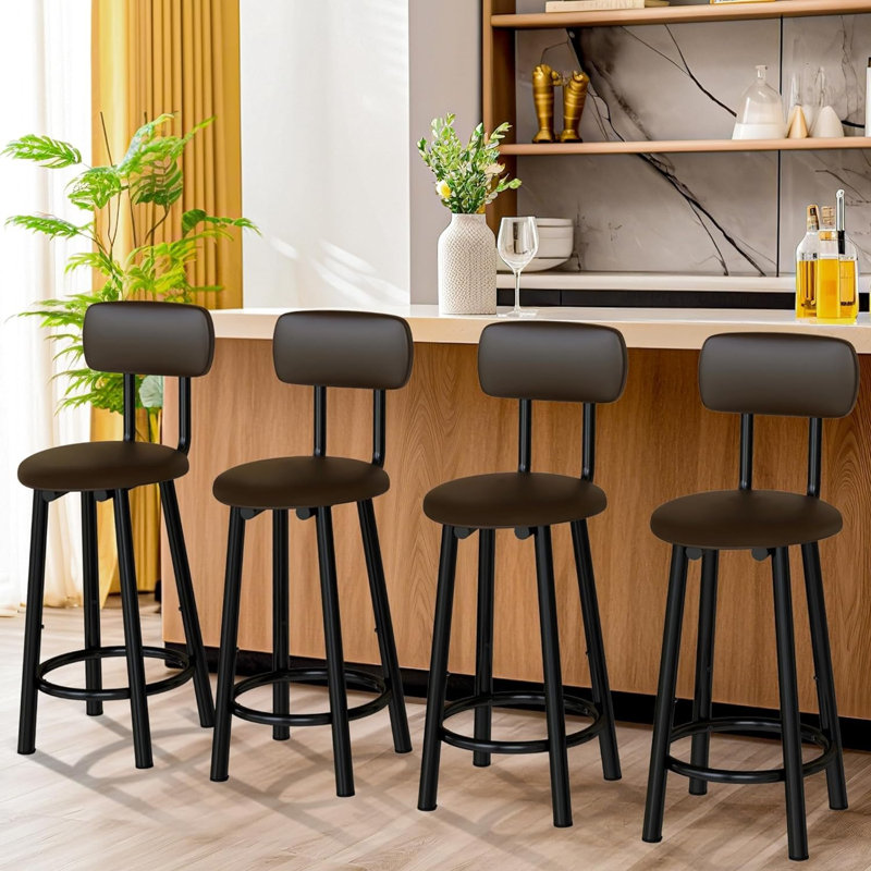 Tabouret de comptoir 24,6 po Sivansh, Noir, Brun