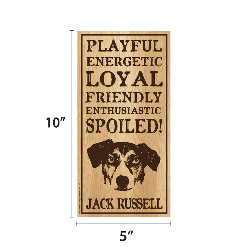 Plaque verticale en bois gâté Jack Russell