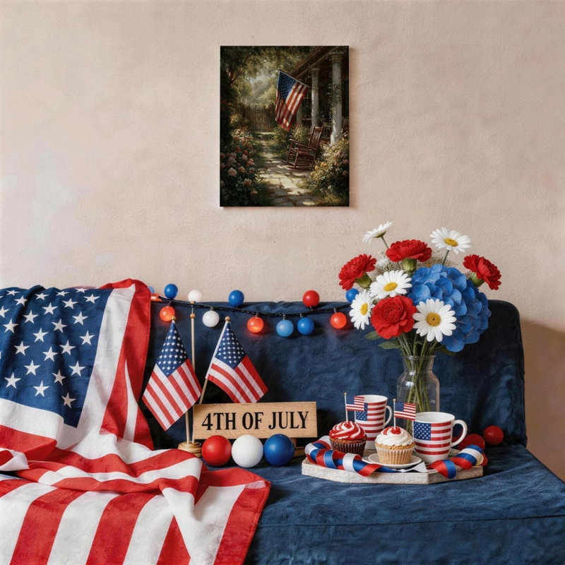 Décoration murale sur toile 8 x 10 pouces avec drapeau américain
