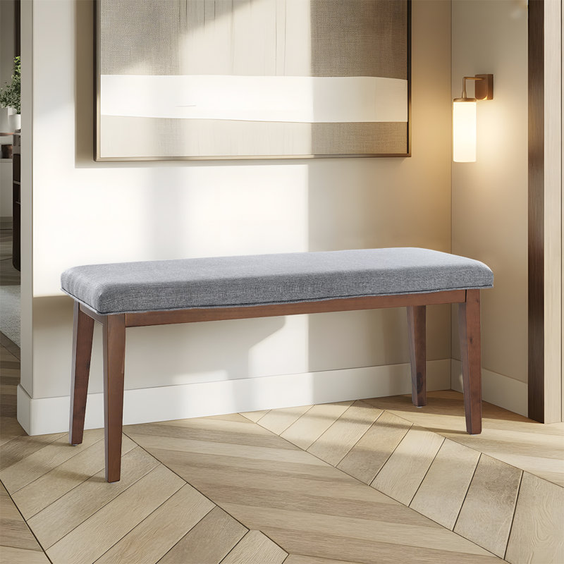 Banc rembourré en lin Modern, Gris