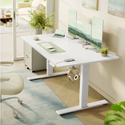 Adjustable Metal Base Standing Desk with Power Outlet