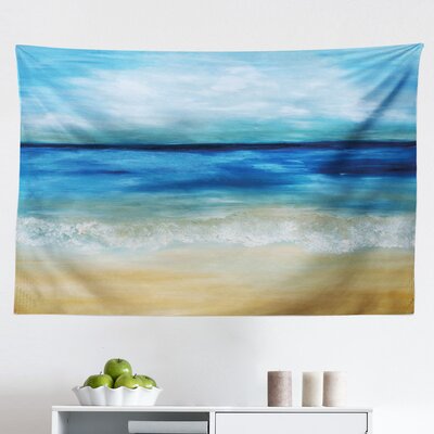 Ambesonne Art Tapestry, Tropical Sandy Beach Pure Waves Tranquil Ocean Under Clouds Summer Scenery, Fabric Wall Hanging Decor For Bedroom Living Room -  East Urban Home, 1E2C6428EE0346D1A22A338796D0EB48