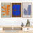 Multicolor Mid-Century Modern Orange Blue Wall Art Work Framed On Canvas 3 Pieces Painting Print-71203412-71203411