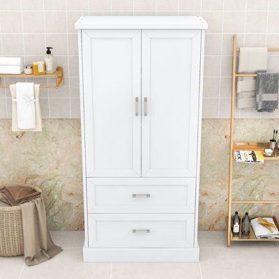 Armoire de rangement haute polyvalente avec tablettes réglables et beaucoup de rangement