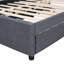 Lit plateforme double tapissier pleine grandeur avec 2 tiroirs et 1 lit gigogne simple, tête de lit classique, gris, robuste et élégant