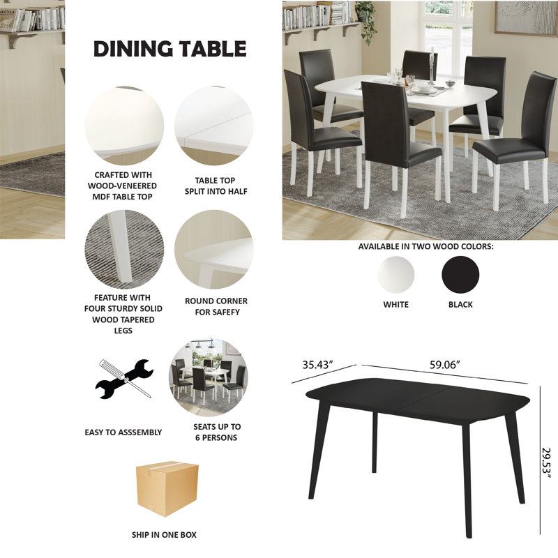 Neli 59.06" Dining Table, White
