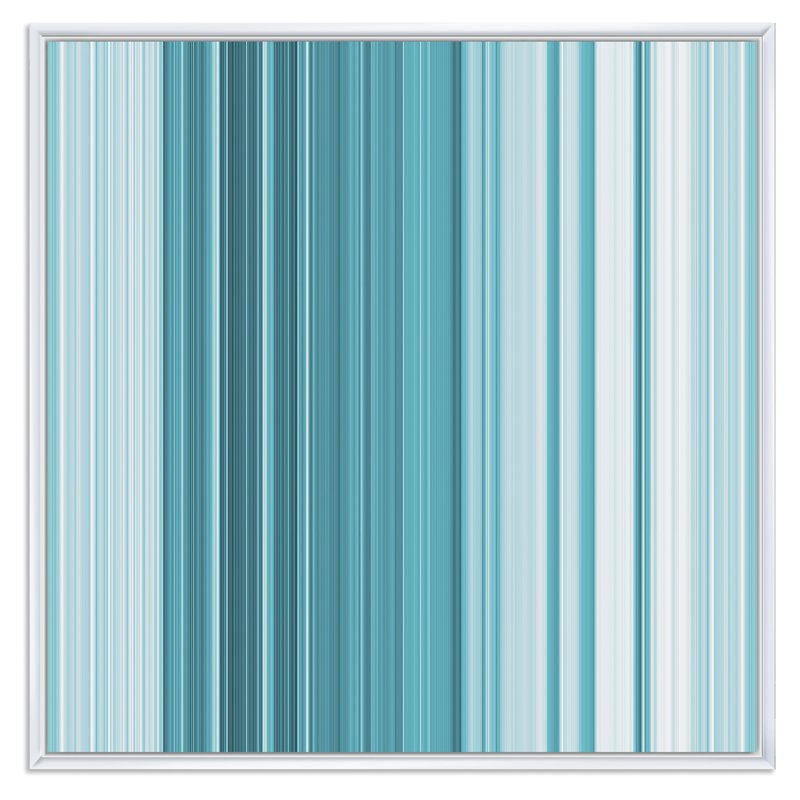 Reproduction d'art mural sur toile à rayures verticales turquoise, H 36 po x l 36 po x P 1 po, Cadre flottant blanc