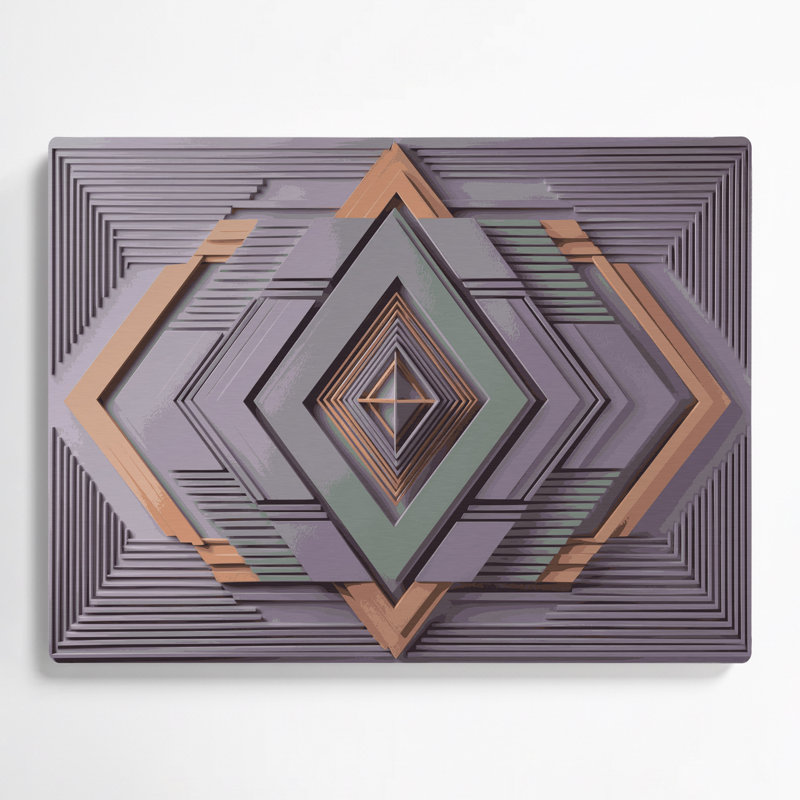 «Geometric Abstraction 56», art mural en métal rose, H 16 po x l 20 po