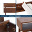 Ensemble de chambre à coucher 2 pièces - Base de lit grand lit en bois massif et table de chevet assortie, style Mid-Century moderne, finition noyer, capacité de 800 lb, aucun sommier nécessaire-91715923-91715927