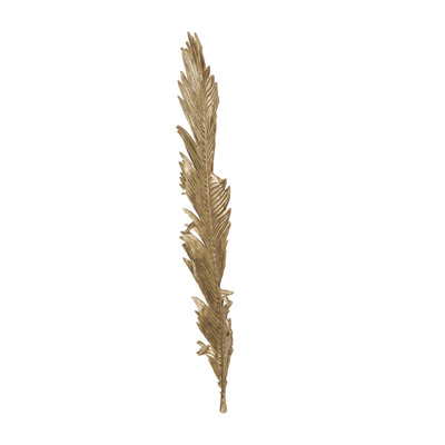 Camela Polystone Large Metallic Feather Bird Gold Wall Decor