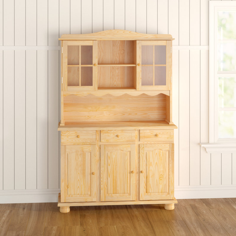 Display Cabinet Valencia - Solid Wood, Natural Brown