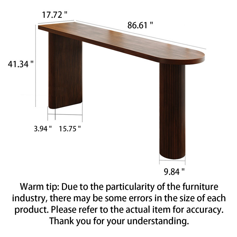 Table de bar en bois, H 41,34 po x l 86,61 po x P 17,72 po