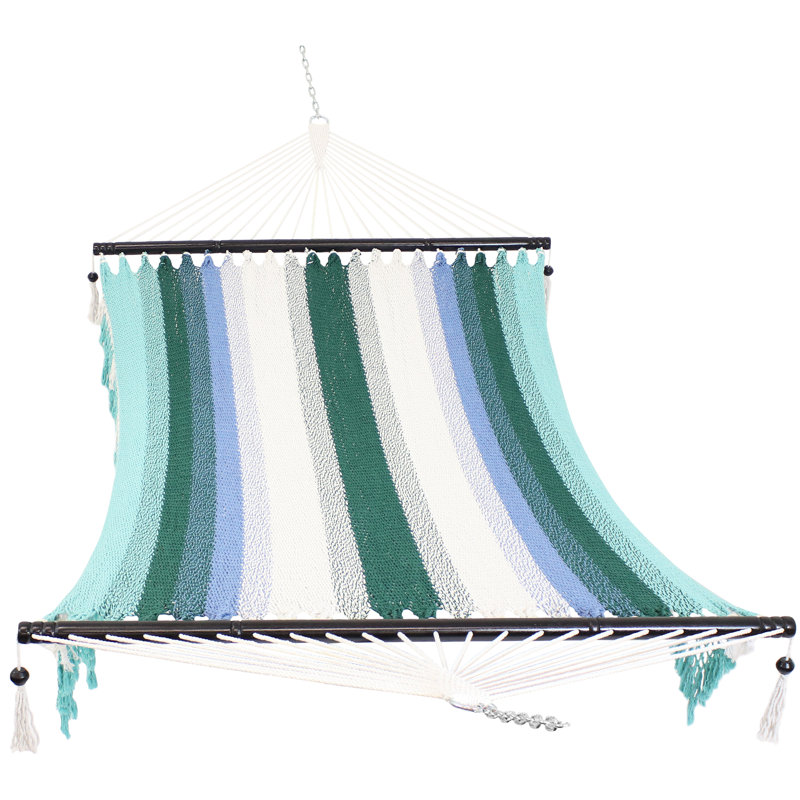 Alexzandyr 2-Person Quilted Polyester Spreader Bar Hammock, Green/Light Green