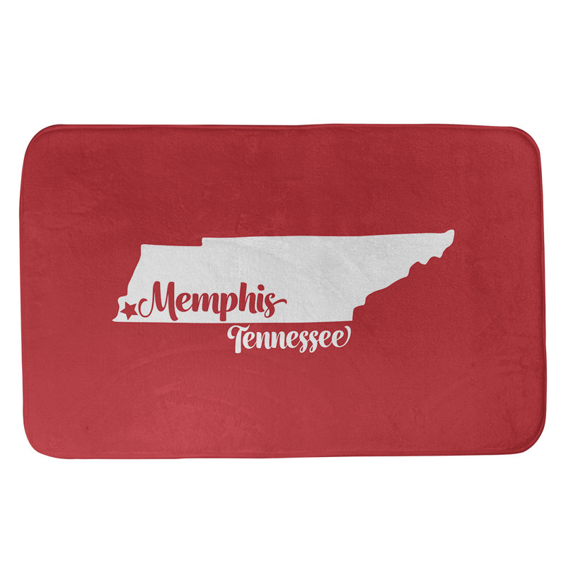 Tapis rectangulaire antidérapant pour salle de bain, L 21 po x L 34 po, Rouge, Memphis, Tennessee