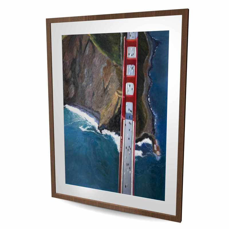 Vue aérienne de Golden Gate and Mountains - reproduction encadrée