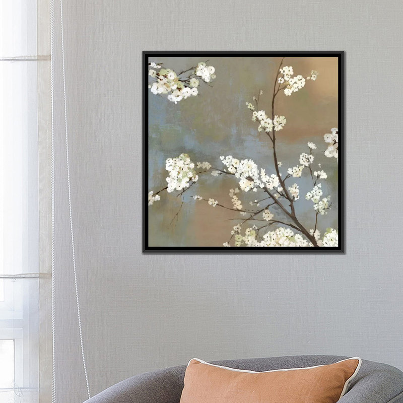 « ode to spring i », impression sur toile, H 18 po x l 18 po x P 1,5 po, Toile avec cadre noir, Pas de tapis
