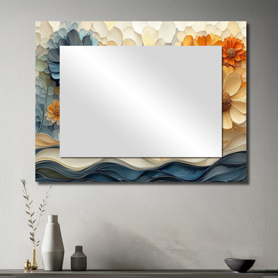 Dreamscape Dancing parmi les Zinnias I - Art mural miroir floral - imprimé sur métal