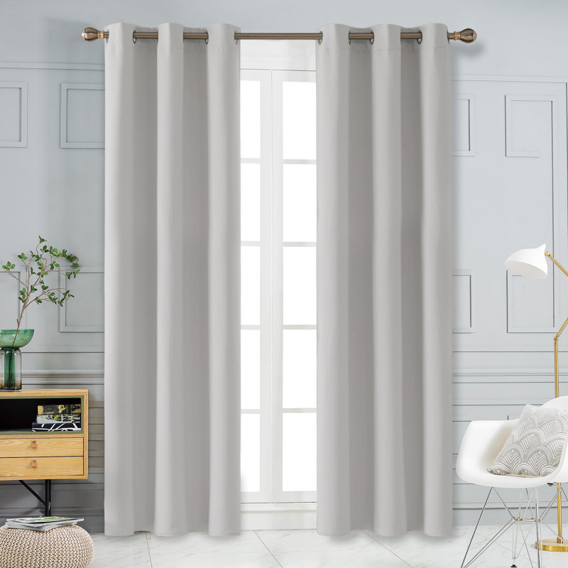 Lompoc Room Darkening Grommet Curtain Panels, 42" W x 95" L, Grayish White