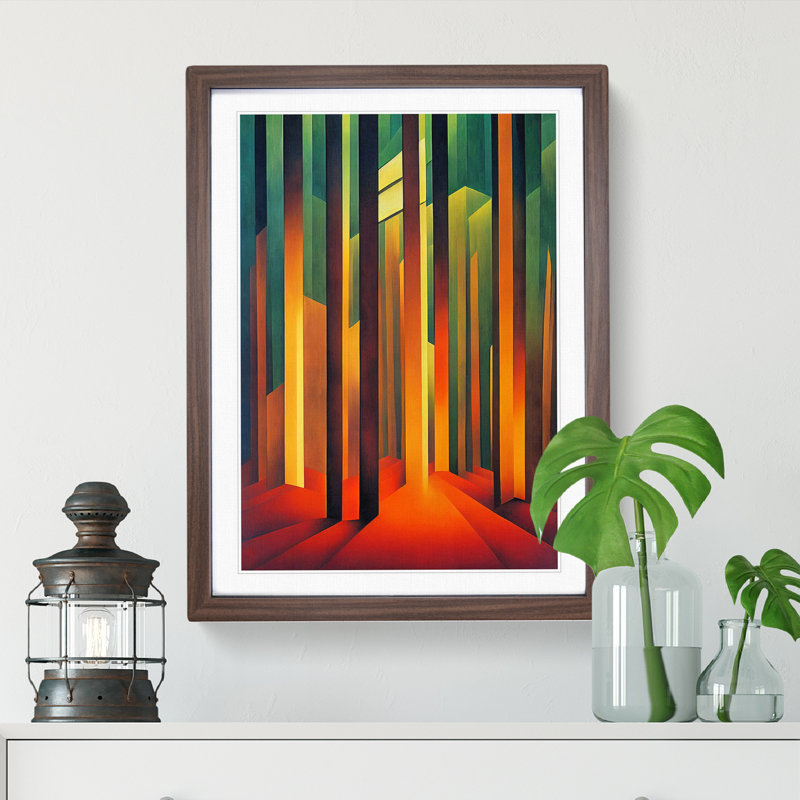 Modern Forest No.5 Abstract - Framed Print, 34cm H x 25cm W x 2cm D, Walnut
