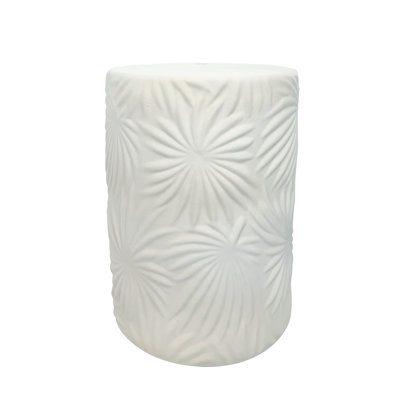Velvet-glazed ceramic flower-patterned stool