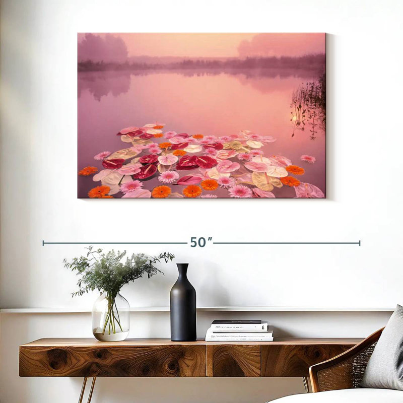 Alvord floral lac rose, H 26 po x l 39 po