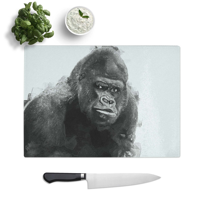 Tempered Glass a Silverback Gorilla Chopping Board, 39 cm W x 28.5 cm L