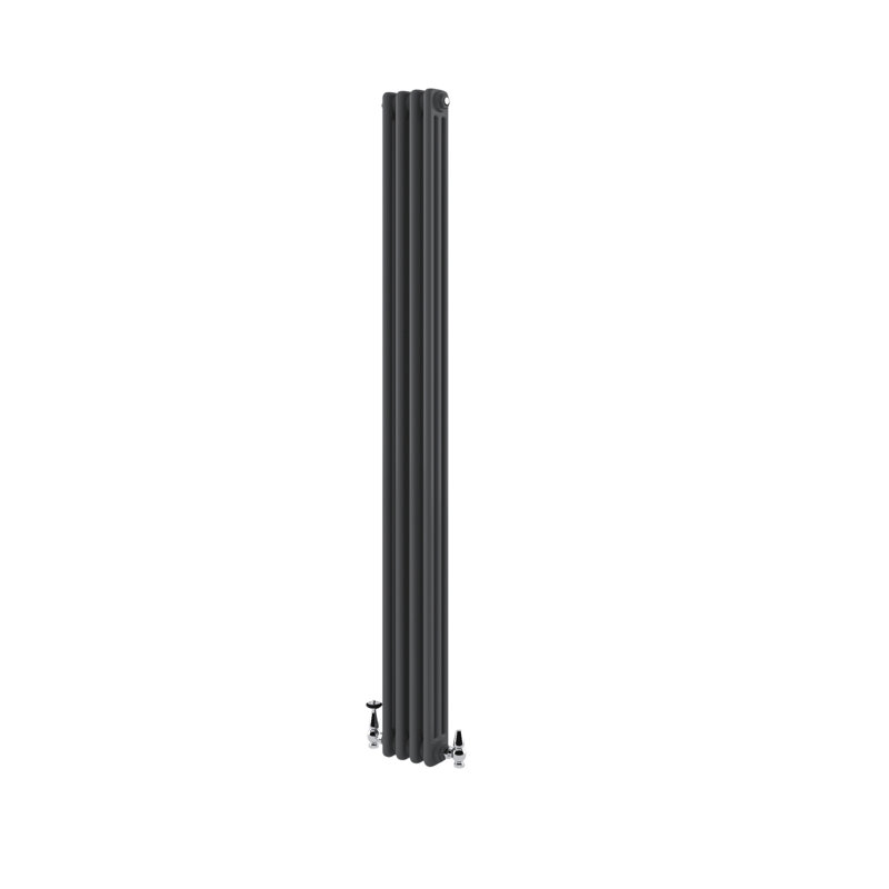 Uxbridge Vertical Traditional Colosseum Radiator, 1800mm H x 200mm W x 130mm D, Anthracite