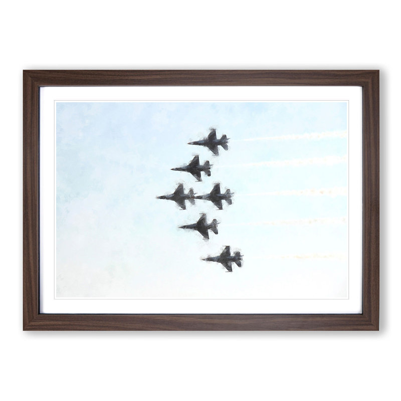 U.S. Air Force Thunderbird Jets - Picture Frame Painting Print, 33cm H x 45cm W x 2cm D, Walnut Framed