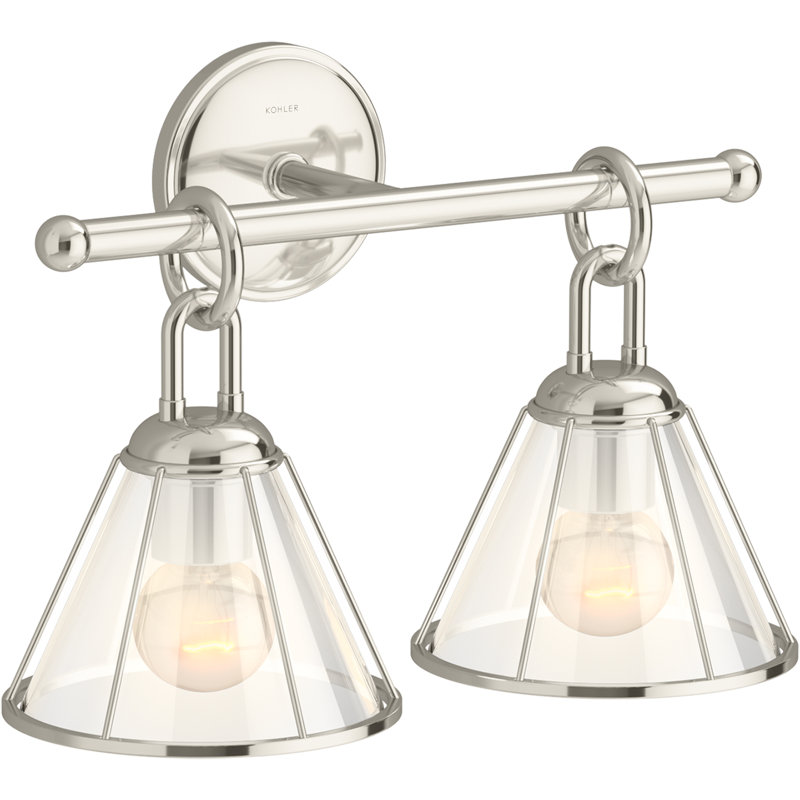 Terret 15½-In Two-Light Sconce, Polished Nickel