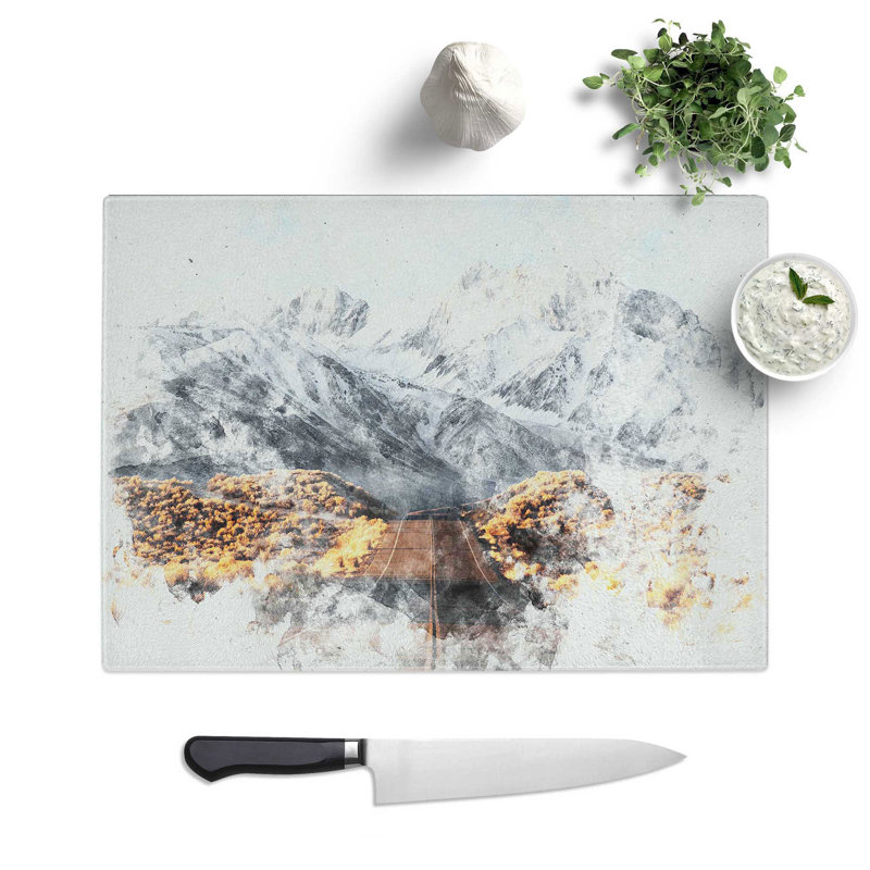 Tempered Glass Road to the Mountains in California Chopping Board, 28.5 cm x 39 cm