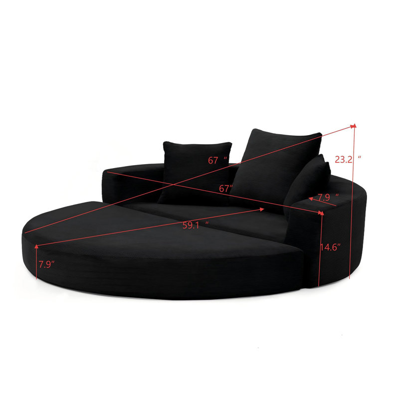 Causeuse-lit 67 po, Noir