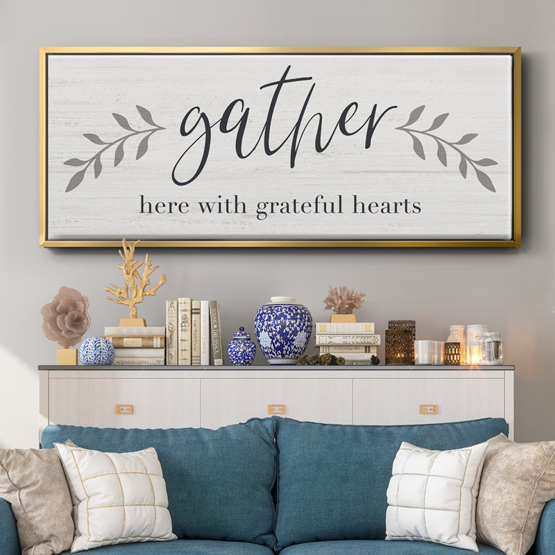 Grateful Hearts- Framed Canvas, 20" H x 50" W