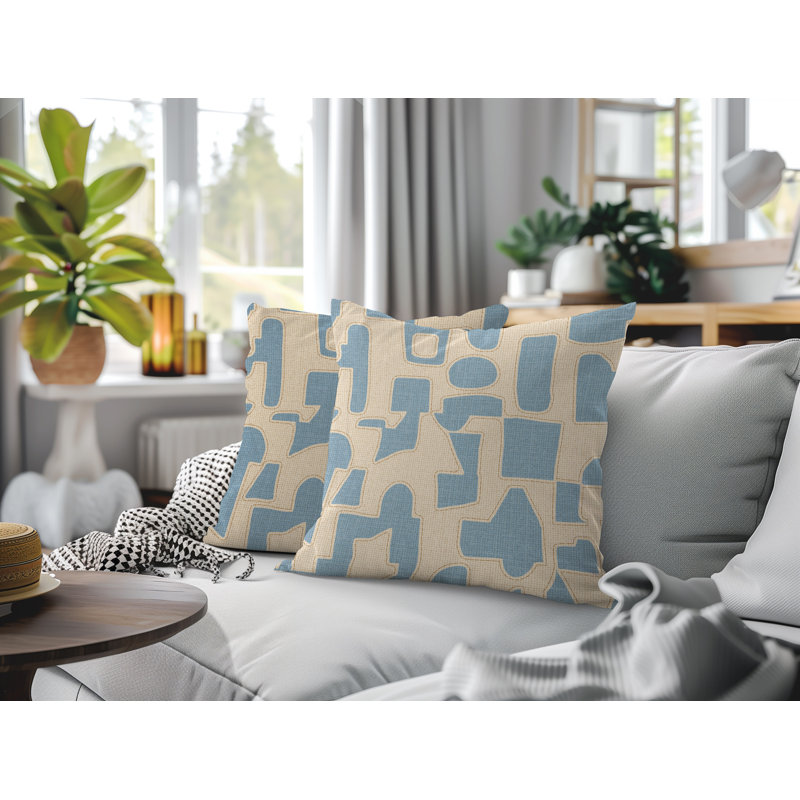 Coussin intérieur / extérieur réversible Jara, 18 x 18, Bleu