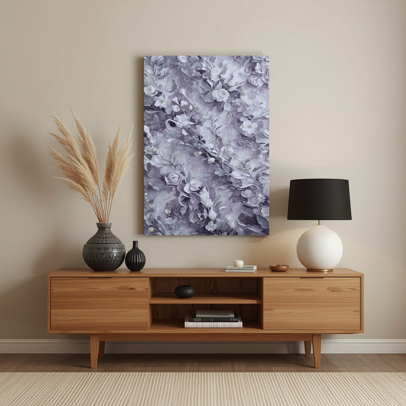 Aquarelle florale 4, art mural gris en métal, H 18 po x l 12 po