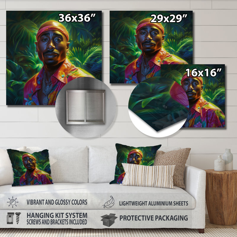 2Pac, Miami Vibes II, impression sur métal, H 29 po x l 29 po x P 1 po