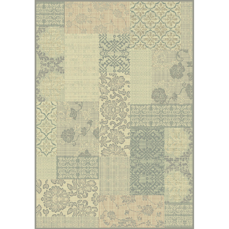Tapis crème/bleu ciel floral Pascual, Rectangle 3 pi 10 po x 5 pi 7 po