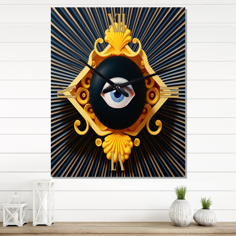 Horloge murale abstraite Golden Eye, H 32 po x l 24 po x P 1 po