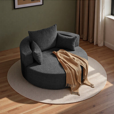 Fauteuil d'appoint pivotant à 360 ° avec 3 coussins amovibles pour le salon, la chambre à coucher, le bureau et l'hôtel