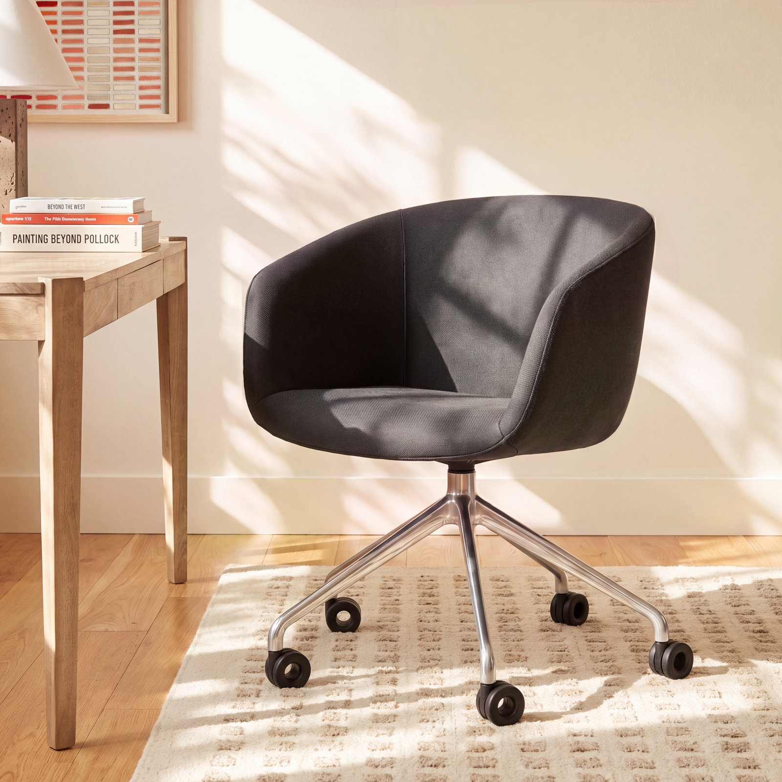 Host Task Chair Storm Velvet, Maharam Meld in Panda