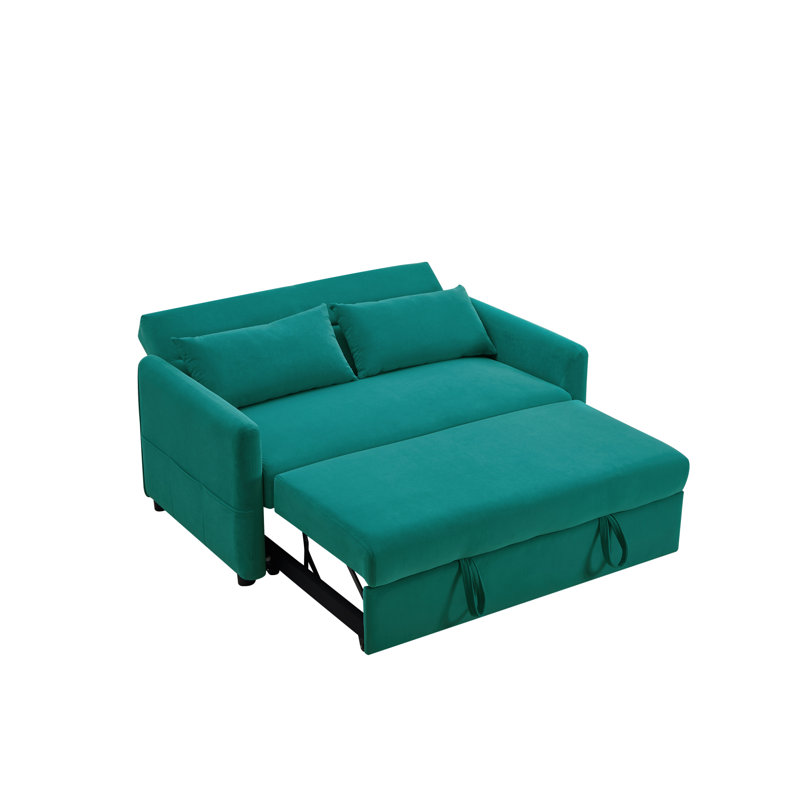 Sofa 57.1'' Velvet Convertible Sofa, Green Velvet
