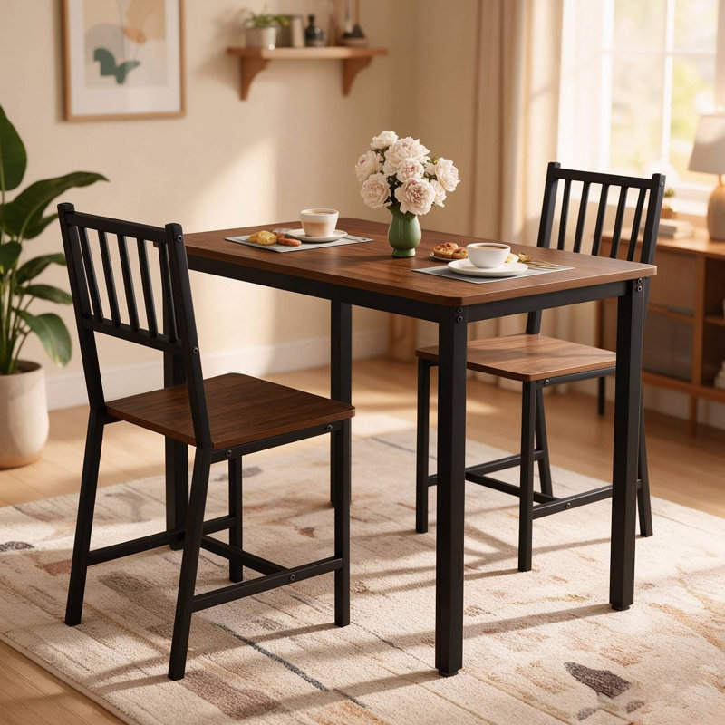 Ensemble de table de salle à manger 3 pièces avec 2 chaises, table de comptoir compacte pour la cuisine, le salon et la salle de fête