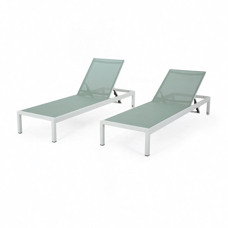 Chaise longue inclinable simple Caggiano, 2, Gris foncé / beige