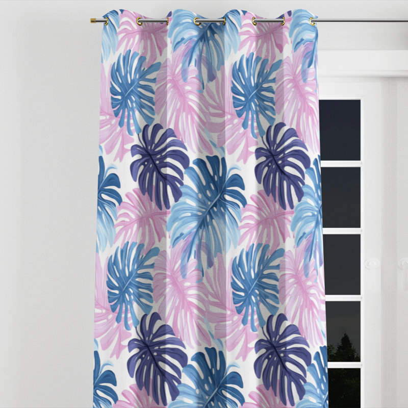 Rideaux tropicaux pour filles - Rideau à œillets Vibics - 1 panneau, L 52 po x L 95 po, Œillets dorés